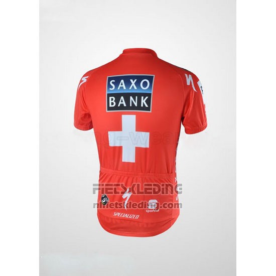2010 Fietskleding Saxo Bank Kampioen Zwitserland Korte Mouwen en Koersbroek